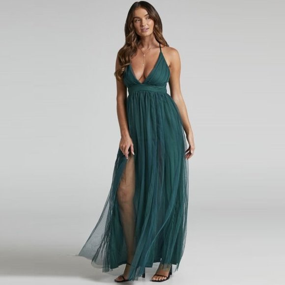 Showpo Like A Vision Dress NWT • Size 12 L/XL • Maxi Dress • Green Bridesmaid - Picture 7 of 9